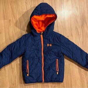Under Armour Pronto Puffer Jacket - Blue/Orange - Size 4 EUC